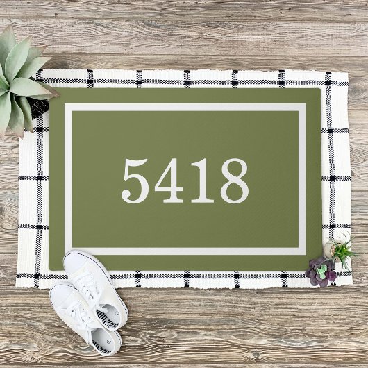 Olive Green Personalisiert Address Number Fußmatte