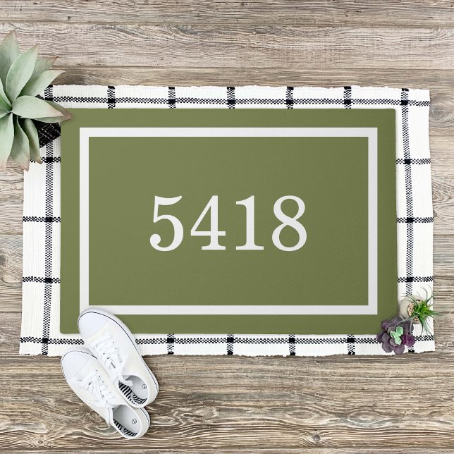 Olive Green Personalisiert Address Number Fußmatte (Von Creator hochgeladen)