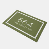 Olive Green Personalisiert Address Number Fußmatte (Schrägansicht)
