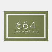 Olive Green Personalisiert Address Number Fußmatte (Vorderseite)