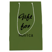 Olive Green Personalisiert Elegant Stilvoller Name Mittlere Geschenktüte (Vorderseite)