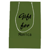 Olive Green Personalisiert Elegant Stilvoller Name Mittlere Geschenktüte (Rückseite)