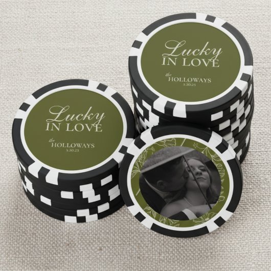Olive Green Personalisiert Wedding Guest Book Pokerchips