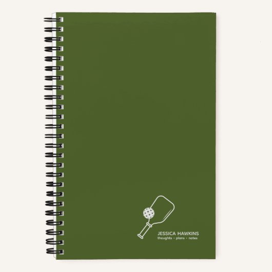 Olive Green Pickleball Paddle & Ball Personal Notizblock (Vorderseite)