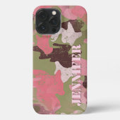 Olive Green Pink Khaki Brown Camouflage Art Patter iPhone Hülle (Rückseite)