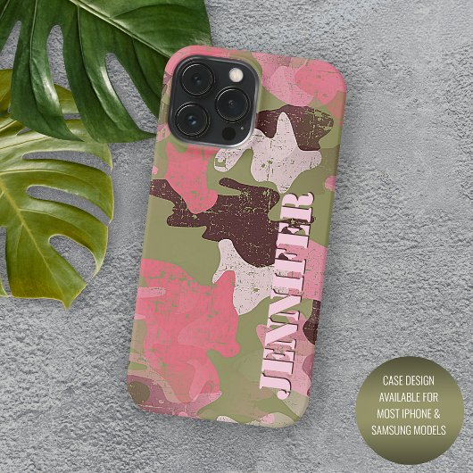 Olive Green Pink Khaki Brown Camouflage Art Patter iPhone Hülle