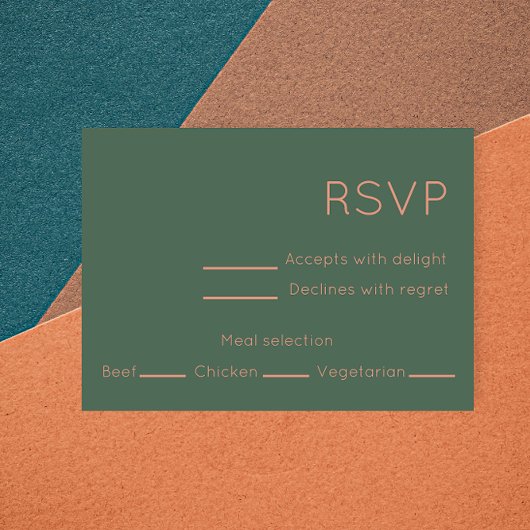 Olive Green & Pink Mitte Jahrhundert Moderne RSVP Karte