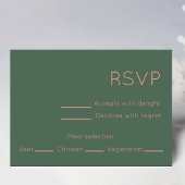Olive Green & Pink Mitte Jahrhundert Moderne RSVP Karte