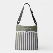 Olive Green Pinstriped Monogram Tragetaschen Mit Langen Trägern (Vorderseite)