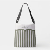 Olive Green Pinstriped Monogram Tragetaschen Mit Langen Trägern (Vorderseite)