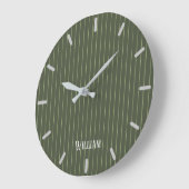 Olive green pinstripes große wanduhr (Winkel)