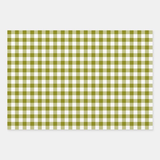 Olive Green Plaid Gingham Geschenkpapier Set (Vorderseite 2)