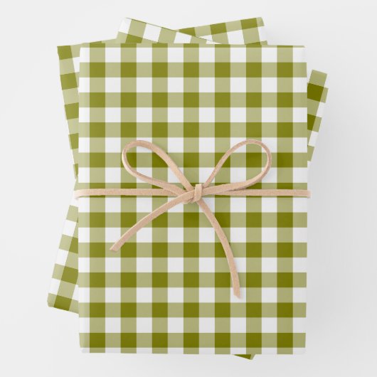 Olive Green Plaid Gingham Geschenkpapier Set (Beispiel)
