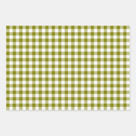 Olive Green Plaid Gingham Geschenkpapier Set