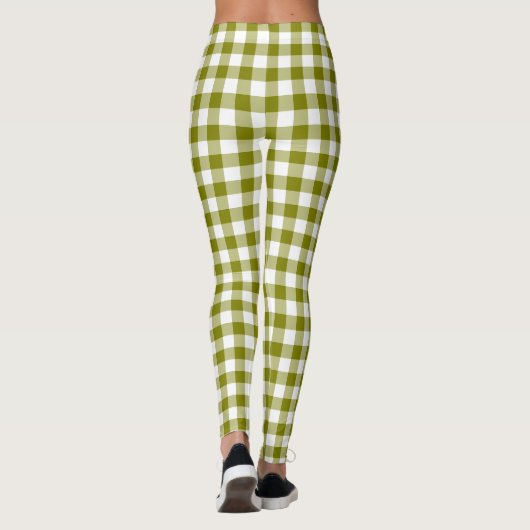 Olive Green Plaid Gingham Leggings (Rückseite)