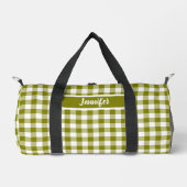 Olive Green Plaid Gingham Personalized Duffle Bag (Vorderseite)