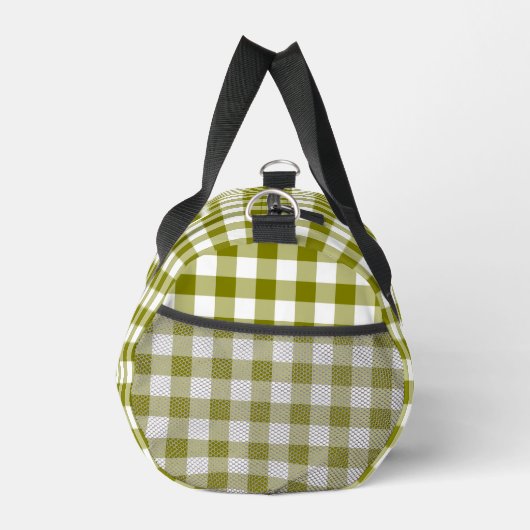 Olive Green Plaid Gingham Personalized Duffle Bag (Rechts)