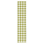 Olive Green Plaid Gingham Table Runner Kurzer Tischläufer (Vorderseite)