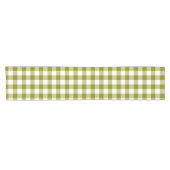 Olive Green Plaid Gingham Table Runner Kurzer Tischläufer (Horizontal)