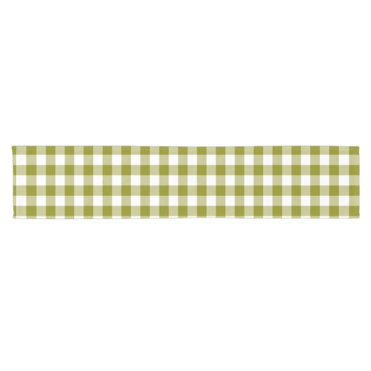 Olive Green Plaid Gingham Table Runner Kurzer Tischläufer (Horizontal)