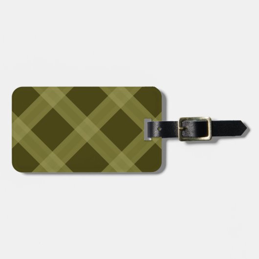 Olive Green Plaid Muster Gepäckmarke Gepäckanhänger (Vorderseite horizontal)