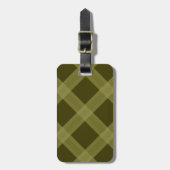 Olive Green Plaid Muster Gepäckmarke Gepäckanhänger (Vorderseite vertikal)