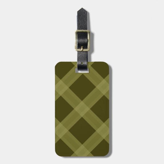 Olive Green Plaid Muster Gepäckmarke Gepäckanhänger (Vorderseite vertikal)