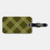 Olive Green Plaid Muster Gepäckmarke Gepäckanhänger (Rückseite horizontal)