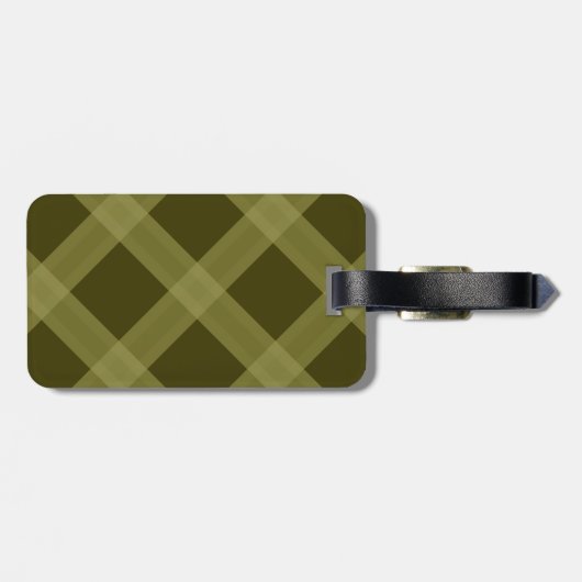 Olive Green Plaid Muster Gepäckmarke Gepäckanhänger (Rückseite horizontal)
