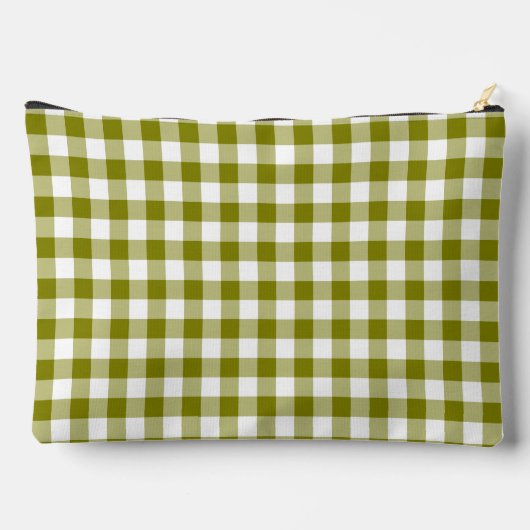 Olive Green Plaid Personalized Zubehörtasche (Rückseite)