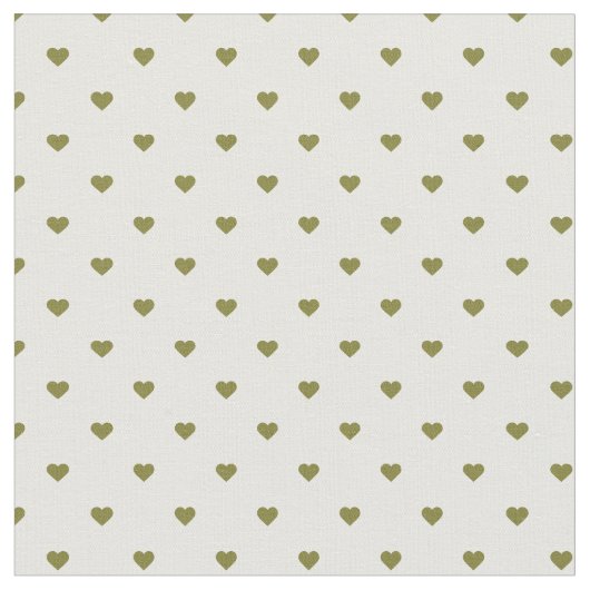 Olive Green Polka Dot Hearts Stoff (Nahaufnahme)