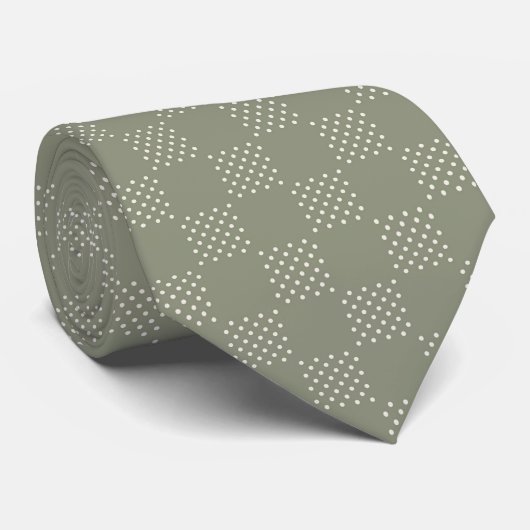 Olive Green Polka-Dot Krawatte (Gerollt)