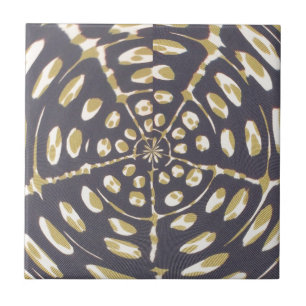 Olive Green Polka Dot Radial Muster Art Print Fliese