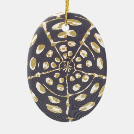 Olive Green Polka Dot Radial Muster Art Print Keramik Ornament (Vorne)
