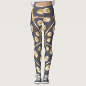 Olive Green Polka Dot Radial Muster Art Print Leggings (Vorderseite)