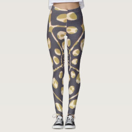 Olive Green Polka Dot Radial Muster Art Print Leggings