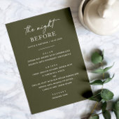 Olive Green Probe Dinner | Nacht vor der Erde Menükarte