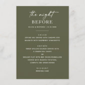 Olive Green Probe Dinner | Nacht vor der Erde Menükarte (Vorderseite)