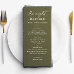 Olive Green Probe Dinner | Rustikale Nacht vorher Menükarte<br><div class="desc">Das Abendmenü der grünen Probe ist für die Nacht vor der Hochzeit vorgesehen. Diese bearbeitbare Vorlage ist ideal für rustikale,  botanische,  waldreiche oder naturbezogene Hochzeiten. Das minimalistische Layout und die Bio grüne Palette eignen sich ideal für moderne oder erdige Feiern. Matching Artikel in meinem Geschäft verfügbar.</div>