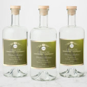 Olive Green Product Label Gold Frame Logo Monogram Alkoholflaschenetikett (Flaschen)