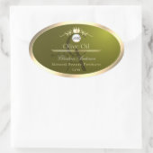 Olive Green Product Label Gold Frame Logo Monogram Ovaler Aufkleber (Tasche)