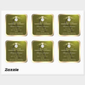 Olive Green Product Label Gold Frame Logo Monogram Quadratischer Aufkleber (Blatt)