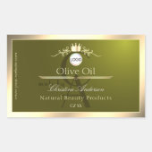 Olive Green Product Label Gold Frame Logo Monogram Rechteckiger Aufkleber (Vorderseite)