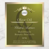 Olive Green Product Label Gold Frame Logo Monogram Weinetikett (Einzelnes Label)