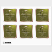 Olive Green Product Label Rose Gold Frame Monogram Quadratischer Aufkleber (Blatt)