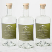 Olive Green Product Label Silver Frame Monogram Alkoholflaschenetikett (Flaschen)