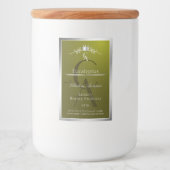 Olive Green Product Label Silver Frame Monogram Lebensmitteletikett (Vorderseite)