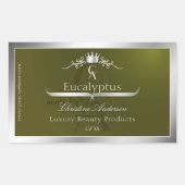 Olive Green Product Label Silver Frame Monogram Rechteckiger Aufkleber (Vorderseite)