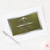 Olive Green Product Label Silver Frame Monogram Rechteckiger Aufkleber (Umschlag)
