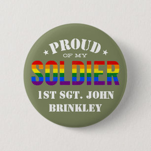 Olive Green Proud meiner Armee SOLDIER mit Namen Button